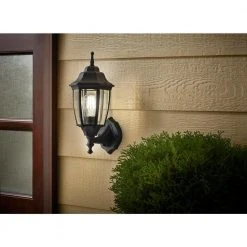 14.5 in. Black Dusk to Dawn Decorative Outdoor Wall Lantern by Hampton Bay 15 14.5 in. Black Dusk to Dawn Decorative Outdoor Wall Lantern by Hampton Bay -Hampton Bay Sales black hampton bay outdoor sconces g14796 bk c3 1000