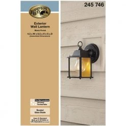 8.5 in. Black Decorative Outdoor Coach Wall Lantern with Clear Glass Shade by Hampton Bay -Hampton Bay Sales black hampton bay outdoor sconces g14806 bk 1d 1000