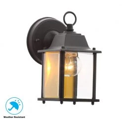 8.5 in. Black Decorative Outdoor Coach Wall Lantern with Clear Glass Shade by Hampton Bay -Hampton Bay Sales black hampton bay outdoor sconces g14806 bk 4f 1000
