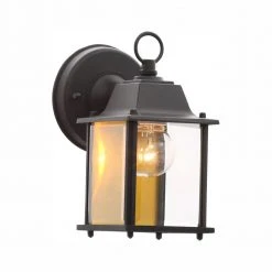 8.5 in. Black Decorative Outdoor Coach Wall Lantern with Clear Glass Shade by Hampton Bay