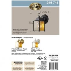 8.5 in. Black Decorative Outdoor Coach Wall Lantern with Clear Glass Shade by Hampton Bay -Hampton Bay Sales black hampton bay outdoor sconces g14806 bk 66 1000