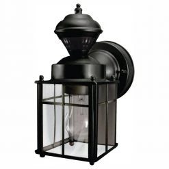 Bayside Mission 150° Black Motion-Sensing Outdoor Wall Lantern Sconce by Hampton Bay