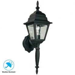 19.75 in. Black 1-Light Outdoor Wall Lamp with Clear Beveled Glass Shade by Hampton Bay 11 19.75 in. Black 1-Light Outdoor Wall Lamp with Clear Beveled Glass Shade by Hampton Bay -Hampton Bay Sales black hampton bay outdoor sconces hb7023p 05 1d 1000