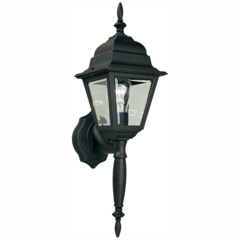19.75 in. Black 1-Light Outdoor Wall Lamp with Clear Beveled Glass Shade by Hampton Bay 1 19.75 in. Black 1-Light Outdoor Wall Lamp with Clear Beveled Glass Shade by Hampton Bay