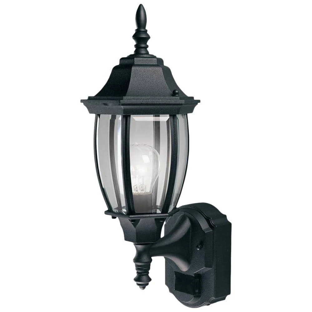 Alexandria 180° Black Motion-Sensing Outdoor Decorative Wall Lantern Sconce by Hampton Bay 1 Alexandria 180° Black Motion-Sensing Outdoor Decorative Wall Lantern Sconce by Hampton Bay