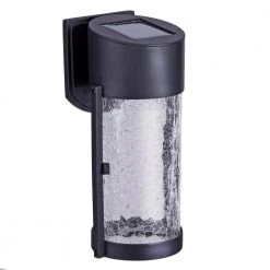 2-Light Black Solar LED Outdoor Wall Lantern with Glass by Hampton Bay