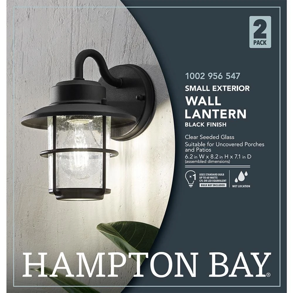 1-Light Black Outdoor Wall Lantern Sconce (2-Pack) by Hampton Bay 5 1-Light Black Outdoor Wall Lantern Sconce (2-Pack) by Hampton Bay - Image 5