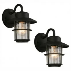 1-Light Black Outdoor Wall Lantern Sconce (2-Pack) by Hampton Bay