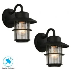 1-Light Black Outdoor Wall Lantern Sconce (2-Pack) by Hampton Bay 11 1-Light Black Outdoor Wall Lantern Sconce (2-Pack) by Hampton Bay -Hampton Bay Sales black hampton bay outdoor sconces jbo1691a 4 66 1000