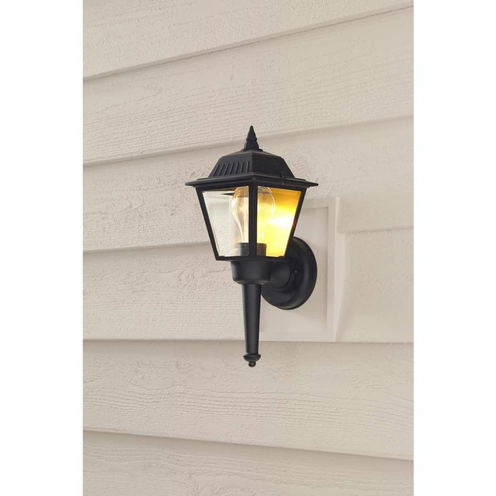 1-Light Black Outdoor Wall Lantern Sconce by Hampton Bay 2 1-Light Black Outdoor Wall Lantern Sconce by Hampton Bay - Image 2
