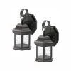 1-Light Black Outdoor Wall Lantern Sconce with Seeded Glass (2-Pack) by Hampton Bay