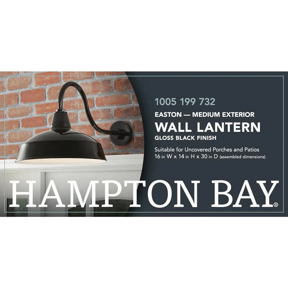 1-Light Black Outdoor Barn Wall Lantern Sconce by Hampton Bay 5 1-Light Black Outdoor Barn Wall Lantern Sconce by Hampton Bay - Image 5