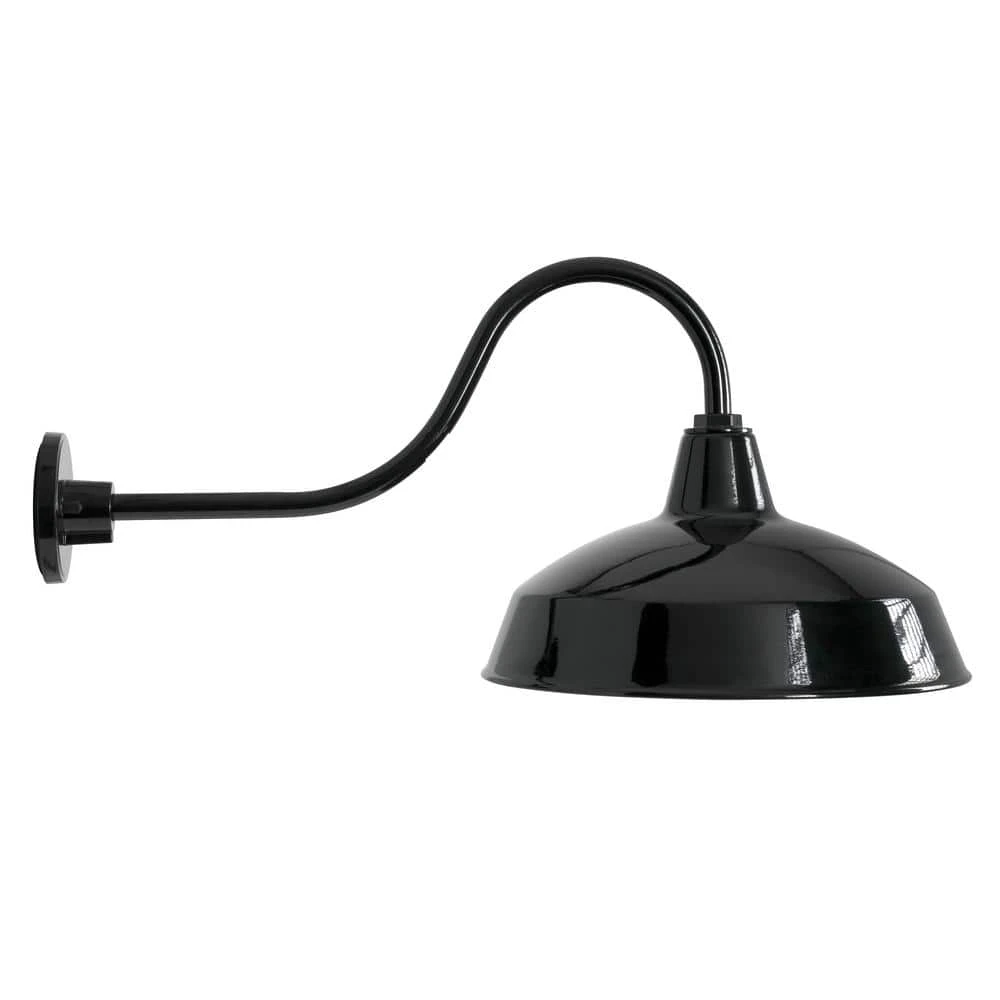 1-Light Black Outdoor Barn Wall Lantern Sconce by Hampton Bay 3 1-Light Black Outdoor Barn Wall Lantern Sconce by Hampton Bay - Image 3