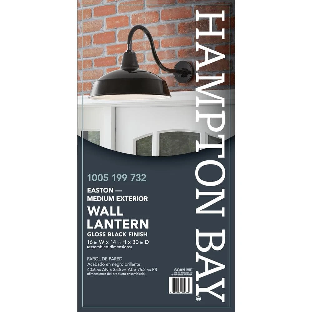 1-Light Black Outdoor Barn Wall Lantern Sconce by Hampton Bay 7 1-Light Black Outdoor Barn Wall Lantern Sconce by Hampton Bay - Image 7
