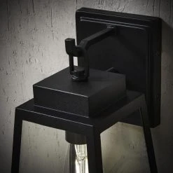 Corbin Modern 1-Light Black Hardwired Outdoor Tapered Wall Lantern Sconce with Clear Glass by Hampton Bay -Hampton Bay Sales black hampton bay outdoor sconces w2205 21 66 1000