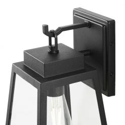 Corbin Modern 1-Light Black Hardwired Outdoor Tapered Wall Lantern Sconce with Clear Glass by Hampton Bay -Hampton Bay Sales black hampton bay outdoor sconces w2205 21 a0 1000