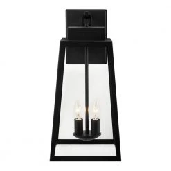 Corbin Modern 2-Light Black Hardwired Outdoor Tapered Wall Lantern Sconce with Clear Glass by Hampton Bay -Hampton Bay Sales black hampton bay outdoor sconces w2205 31 7 40 1000