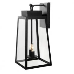 Corbin Modern 2-Light Black Hardwired Outdoor Tapered Wall Lantern Sconce with Clear Glass by Hampton Bay