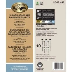 Solar 4.2 Lumens Black Outdoor Integrated LED Landscape Path Light (10-Pack); Weather/Water/Rust Resistant by Hampton Bay -Hampton Bay Sales black hampton bay path lights 27600 1f 1000