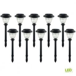Solar 4.2 Lumens Black Outdoor Integrated LED Landscape Path Light (10-Pack); Weather/Water/Rust Resistant by Hampton Bay