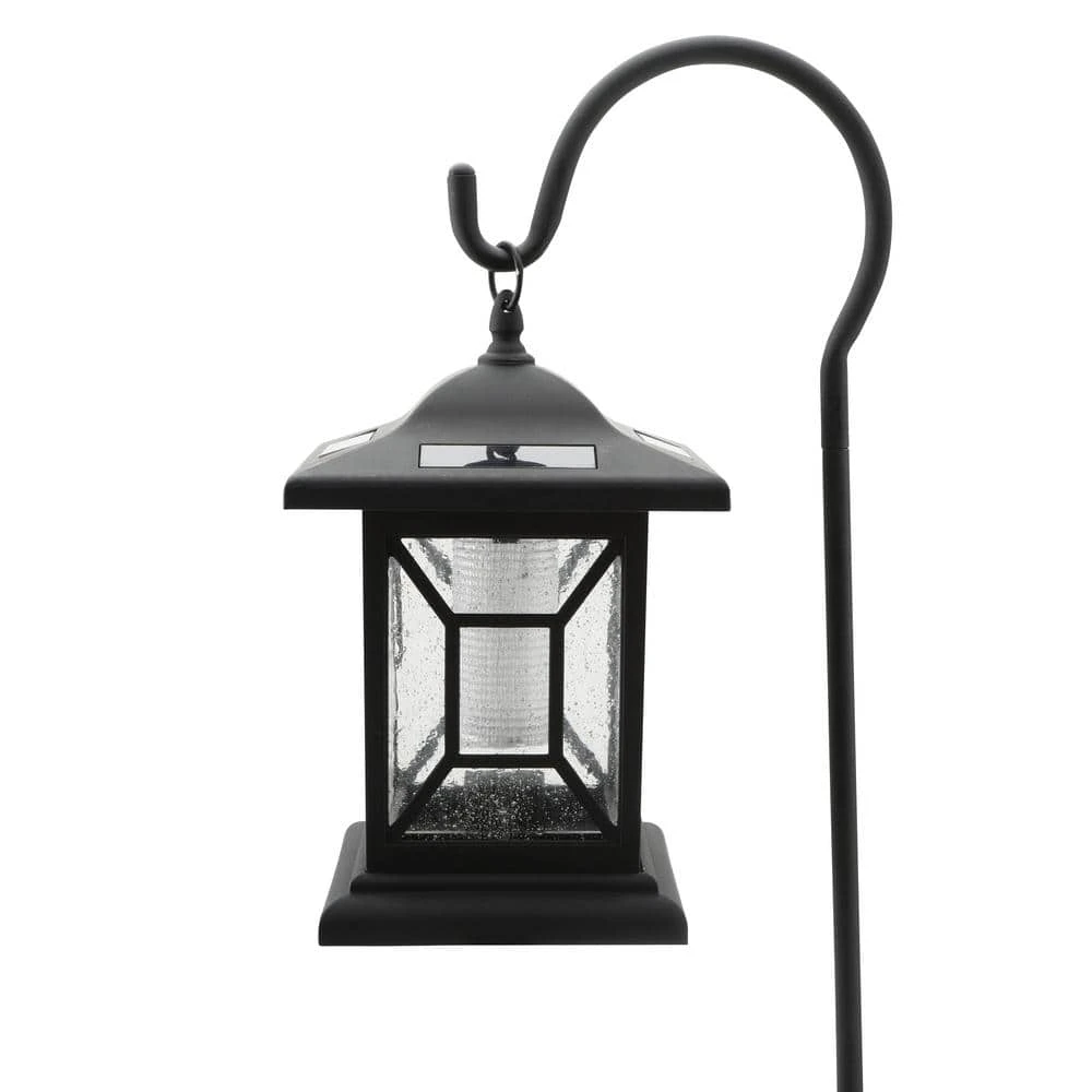 Solar 9.7 Lumens Black Outdoor Integrated LED Diamond Shepard Hook Lantern Landscape Path Light (2-Pack) by Hampton Bay 10 Solar 9.7 Lumens Black Outdoor Integrated LED Diamond Shepard Hook Lantern Landscape Path Light (2-Pack) by Hampton Bay - Image 10