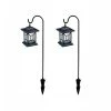 Solar 9.7 Lumens Black Outdoor Integrated LED Diamond Shepard Hook Lantern Landscape Path Light (2-Pack) by Hampton Bay