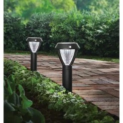 Hampton Bay Agean Solar Black 50 Lumens Motion Sensing LED Path Light (2-Pack) -Hampton Bay Sales black hampton bay path lights 50180 e1 1000
