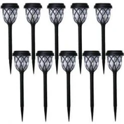 Dauphin Solar 6 Lumens Black Integrated LED Path Light with Textured Plastic Lens (10-Pack); Weather/Rust Resistant by Hampton Bay