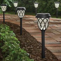 Dauphin Solar 6 Lumens Black Integrated LED Path Light with Textured Plastic Lens (10-Pack); Weather/Rust Resistant by Hampton Bay -Hampton Bay Sales black hampton bay path lights 62010 fa 1000