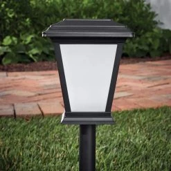 Solar 15 Lumens Black Outdoor LED Unique 3D Star Pattern Path Light (4-Pack); Weather/Water/Rust Resistant by Hampton Bay -Hampton Bay Sales black hampton bay path lights 62113 44 1000