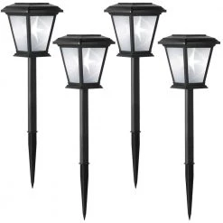 Solar 15 Lumens Black Outdoor LED Unique 3D Star Pattern Path Light (4-Pack); Weather/Water/Rust Resistant by Hampton Bay