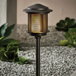 Ambrose Low Voltage 2.4 Lumens Black Integrated LED Path Light with Flicker Flame Effect; Weather/Water/Rust Resistant by Hampton Bay -Hampton Bay Sales black hampton bay path lights 62906 31 1000