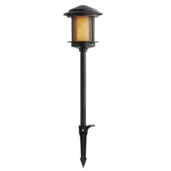 Ambrose Low Voltage 2.4 Lumens Black Integrated LED Path Light with Flicker Flame Effect; Weather/Water/Rust Resistant by Hampton Bay