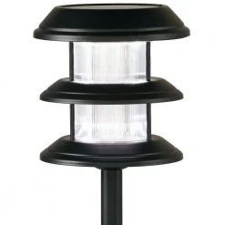 Solar 10 Lumens Black Outdoor Integrated LED 3-Tier Powered Lights (6-Pack); Weather/Water/Rust Resistant by Hampton Bay -Hampton Bay Sales black hampton bay path lights 79339 31 1000
