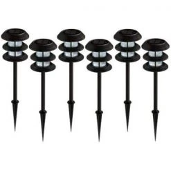 Solar 10 Lumens Black Outdoor Integrated LED 3-Tier Powered Lights (6-Pack); Weather/Water/Rust Resistant by Hampton Bay -Hampton Bay Sales black hampton bay path lights 79339 4f 1000