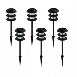 Solar 10 Lumens Black Outdoor Integrated LED 3-Tier Powered Lights (6-Pack); Weather/Water/Rust Resistant by Hampton Bay