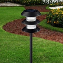 Solar 10 Lumens Black Outdoor Integrated LED 3-Tier Powered Lights (6-Pack); Weather/Water/Rust Resistant by Hampton Bay -Hampton Bay Sales black hampton bay path lights 79339 c3 1000