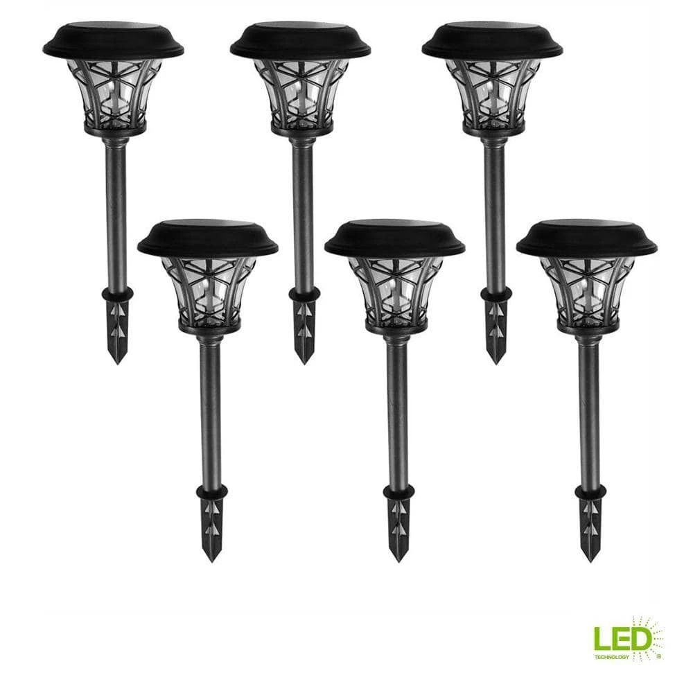 Solar 17 Lumens Black Integrated LED Landscape Path Light with Clear Glass Lens (6-Pack); Weather Resistant by Hampton Bay 1 Solar 17 Lumens Black Integrated LED Landscape Path Light with Clear Glass Lens (6-Pack); Weather Resistant by Hampton Bay