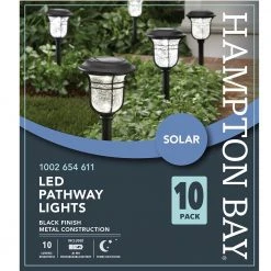 Jefferson Solar 10 Lumens Black Integrated LED 3000K Warm White Landscape Path Light (10-Pack); Weather/Rust Resistant by Hampton Bay 17 Jefferson Solar 10 Lumens Black Integrated LED 3000K Warm White Landscape Path Light (10-Pack); Weather/Rust Resistant by Hampton Bay -Hampton Bay Sales black hampton bay path lights 84075 4f 1000