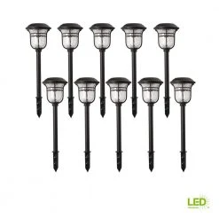 Jefferson Solar 10 Lumens Black Integrated LED 3000K Warm White Landscape Path Light (10-Pack); Weather/Rust Resistant by Hampton Bay