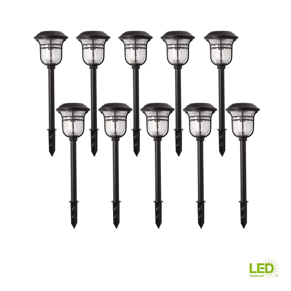 Jefferson Solar 10 Lumens Black Integrated LED 3000K Warm White Landscape Path Light (10-Pack); Weather/Rust Resistant by Hampton Bay 1 Jefferson Solar 10 Lumens Black Integrated LED 3000K Warm White Landscape Path Light (10-Pack); Weather/Rust Resistant by Hampton Bay