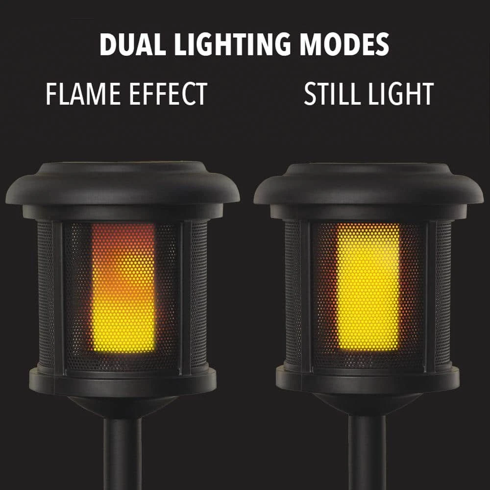 Ambrose Solar 6 Lumens Black Outdoor Integrated LED Flicker Flame Path Light (2-Pack); Weather/Water/Rust Resistant by Hampton Bay 6 Ambrose Solar 6 Lumens Black Outdoor Integrated LED Flicker Flame Path Light (2-Pack); Weather/Water/Rust Resistant by Hampton Bay - Image 6