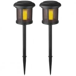 Ambrose Solar 6 Lumens Black Outdoor Integrated LED Flicker Flame Path Light (2-Pack); Weather/Water/Rust Resistant by Hampton Bay