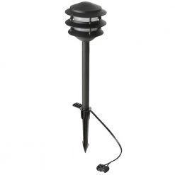 Low Voltage 75 Lumens Matte Black Outdoor Integrated LED 3-Tier Path Light; Weather/Water/Rust Resistant by Hampton Bay -Hampton Bay Sales black hampton bay path lights 93999 40 1000