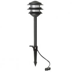 Low Voltage 75 Lumens Matte Black Outdoor Integrated LED 3-Tier Path Light; Weather/Water/Rust Resistant by Hampton Bay