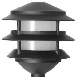 Low Voltage 75 Lumens Matte Black Outdoor Integrated LED 3-Tier Path Light; Weather/Water/Rust Resistant by Hampton Bay -Hampton Bay Sales black hampton bay path lights 93999 c3 1000