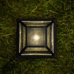 Warrenton Solar Black LED Path Light 13 Lumens, Glass Top with Bulb, Seedy Glass with Vintage Bulb (4-Pack) by Hampton Bay 17 Warrenton Solar Black LED Path Light 13 Lumens, Glass Top with Bulb, Seedy Glass with Vintage Bulb (4-Pack) by Hampton Bay -Hampton Bay Sales black hampton bay path lights c6000 40 1d 1000