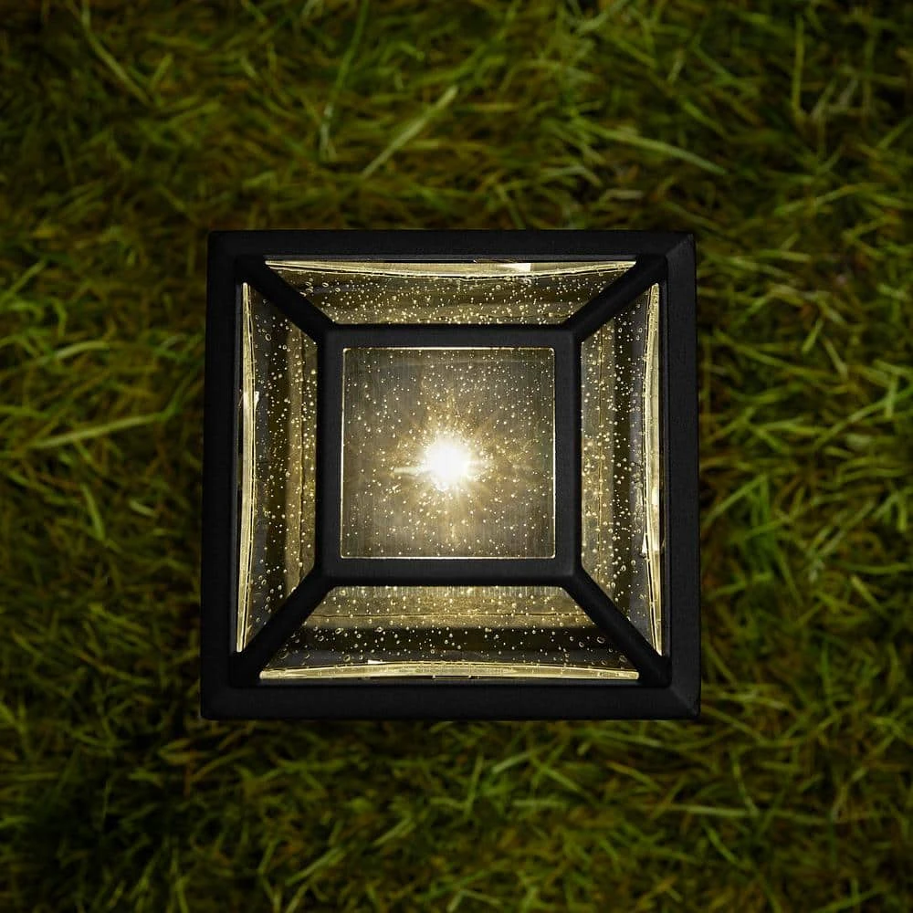 Warrenton Solar Black LED Path Light 13 Lumens, Glass Top with Bulb, Seedy Glass with Vintage Bulb (4-Pack) by Hampton Bay 5 Warrenton Solar Black LED Path Light 13 Lumens, Glass Top with Bulb, Seedy Glass with Vintage Bulb (4-Pack) by Hampton Bay - Image 5