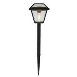 Warrenton Solar Black LED Path Light 13 Lumens, Glass Top with Bulb, Seedy Glass with Vintage Bulb (4-Pack) by Hampton Bay