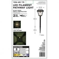 Warrenton Solar Black LED Path Light 13 Lumens, Glass Top with Bulb, Seedy Glass with Vintage Bulb (4-Pack) by Hampton Bay 20 Warrenton Solar Black LED Path Light 13 Lumens, Glass Top with Bulb, Seedy Glass with Vintage Bulb (4-Pack) by Hampton Bay -Hampton Bay Sales black hampton bay path lights c6000 40 c3 1000